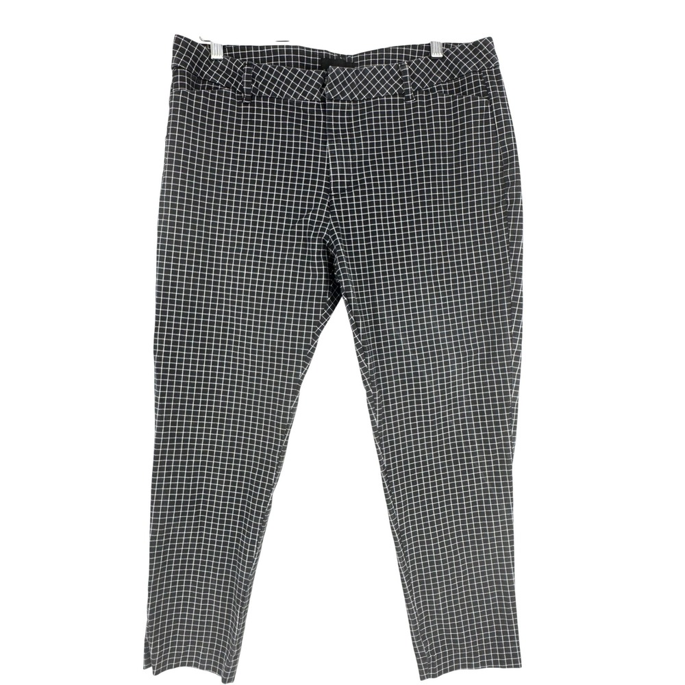 Attention Womens Black White Grid Print Slim Stretch Ankle Pants Size 16 Trouser